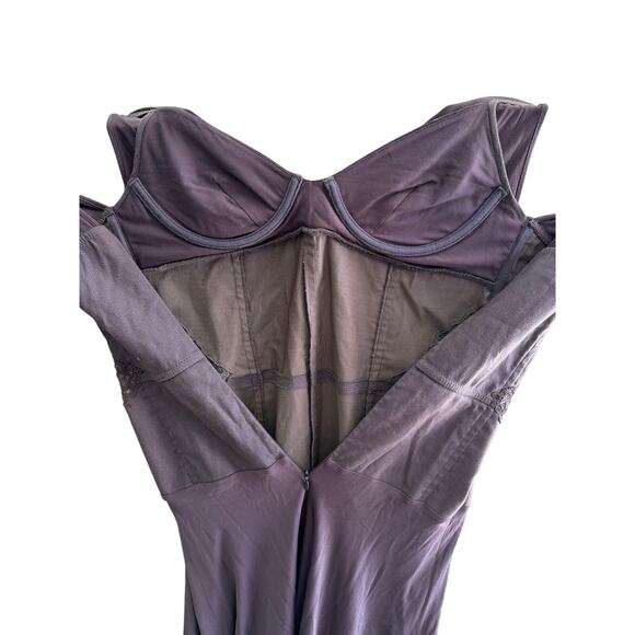 La Perla Brown Linen Corset Midi Dress Made in Italy Bodycon XS to Small Fit - Picture 7 of 8